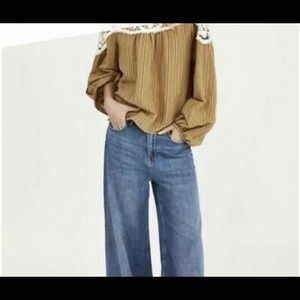 Zara Crochet and Stripped Blouse